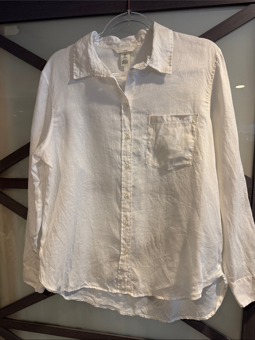 H&M Women’s White Linen-Cotton Button-Down Shirt M